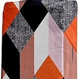 cortina Geometry Design Travel Suitcase Eco-Friendly Cover|Small|Fits 18-22 Inch Luggage|Polyester-Spandex|55cm (20 inches)|Luggage Protectors|Anti Scratch/Dust|Pack of 1|Orange-picture-3