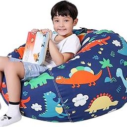 Lukeight Stuffed Animal Storage Bean Bag Chair, Bean Bag Cover for Organizing Kidââ‚¬â„¢s Room - Fits a Lot of Stuffed Animals, Large/Dinosaur-image-38