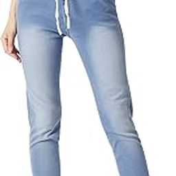 Women's Navy Blue Solid Mid Rise Clean Look Regular Length Stretchable Denim Distressed Jogger Pants-image-21