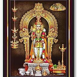 Pavan Photo Laminations Murugan Raja Alangaram Lord Subramanya Swamy Wall Painting Framed Home Decor (Wood,Matte,Brown,Small Size,6 x 8 Inch) B50S-image-64