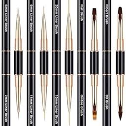NPAH Nail Art Brushes Set - Professional 5pcs Double-Ended Acrylic Nail Art Brushes Liner Detail Thin Brushes For Drawing Design Brushes Gel Builder Brushes 3D Nail Art Tools (5PC Double-Ended BRUSH)-image-15