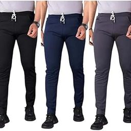 Men's Slim Fit Joggers, Black/Navy Blue/Charcoal Grey, Drawstring Waist Combo Pack-picture-26