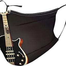 YYHWHJDE Adult Masks Washable 5 PCS Soft breathable Suitable for camping, running, traveling daily use Black Guitar Pattern-image-81