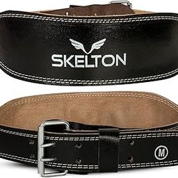 Skelton Weight Lifting Gym Belt-Large | Leather Gym Belt for Workout with Padded Back Support | Dead Lift Belt | (L, Black)-image-68