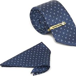 Mens Woven Premium Silk Necktie With Pocket Square and Golden Tie Pin (TEGP)-image-20