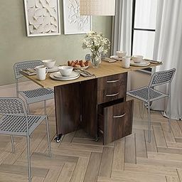 Studio Kook Dolce 4 Seater Folding Dining Table (Junglewood, Matte Finish. Without Chairs), Engineered Wood, Brown-18