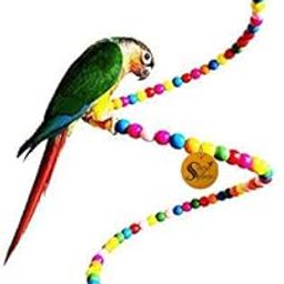 Sage Square Playful Natural Wood Bead Swing Flexible Ladder Toy (65cm) with Bird Swing Toy - Bird Accessories Chewing Climbing Toys - Perfect for Budgerigar, Lovebird.-image-32