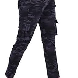 Women Camouflage Casual Dry Fit Six Pocket Regular Gym Black Trackpant-image-80