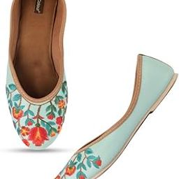 Flat Footwear/Mojari/Punjabi Jutti/Bellies for Women - Floral Embroidery-image-39