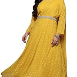 Plus Size Printed Maxi Ethnic Gown with Embellished Detail-image-50