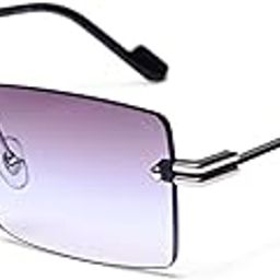 Starmade S5 UV Protected Rectangular Sunglasses for Men & Women | Black Metal Frame | Smoke Blue Tinted Glass Lens | Stylish Unisex Eyewear for Looks, Meetings, Travel & Casual outings-image-1
