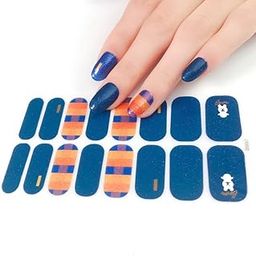 Secret Lives® Nail Sticker Set - Glittery Navy blue with semi glittery orange and white teddy desig- includes: nail file, prep pad, & cuticle stick.-image-89