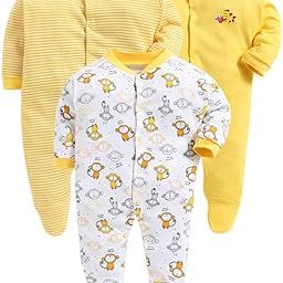 100% Cotton Baby Rompers Sleepsuits Jumpsuits Night Suits for Newborn Baby Boys & Girls | Soft Infant Bodysuit | Pack of 3 Kids Rompers-image-70