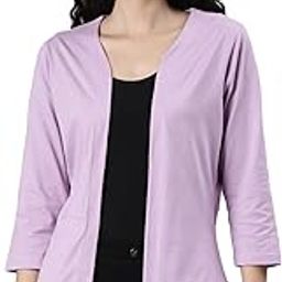Solid Shrug top for Women | Front Open with 3/4 Sleeves | Cotton-image-16