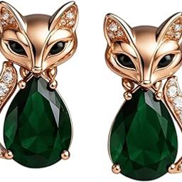 Stoodeo Vogue Stylish Fox Design Green Stone Earrings for Women | Gold Plated Stud Earrings | Jewellery for Girls & Ladies | Earrings for Party, Wedding Daily & Gifting-image-61