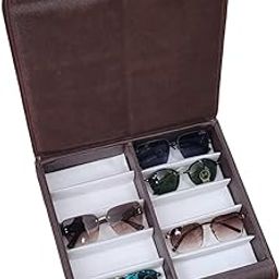 Sunglass,Goggles And Eyewear Leather Storage Box Case Cover Organizer Compartment In Leather Easy to Handle Stylish Design (Made In India | 10 * 8 * 3 | Multicolor | Nk-Ltr-Bb.-13