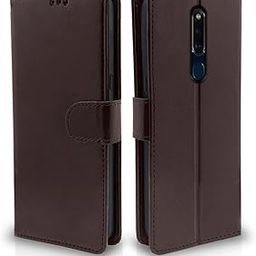 Pikkme Oppo F11 Pro Flip Case Leather Finish | Inside TPU with Card Pockets | Wallet Stand and Shock Proof | Magnetic Closing | Complete Protection Flip Cover for Oppo F11 Pro (Coffee)-picture-1