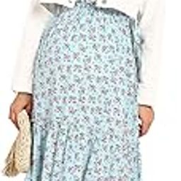 Maternity Tiered Skirt for Women with Pockets | 100% Rayon Pregnancy & Postpartum Floral Printed Skirt | Maternity Skirt with Smocked & Elasticated Waistband for Mothers-image-7