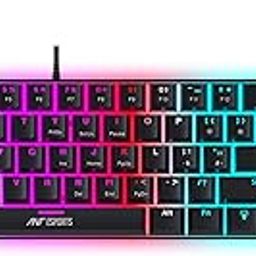 Ant Esports Thunder10, 60% Wired Mechanical Gaming Keyboard Mouse Combo, Anti-Ghosting Red Switch RGB Backlit Keyboard,5 Programable Buttons 3200DPI RGB Weight Honeycomb Mouse PC MAC_Carbon Black-1