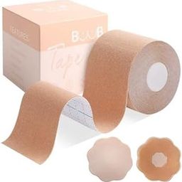 Boob Tape 1 roll 5" x 16.4ft - Breast Lift Adhesive Tape, Body Tape for Breast Lift for Large Breasts A-G Cup with 2 Pair Disposable Nipple Cover (Color Nude)-image-75