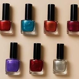 Generic 7-Piece Nail Polish Set, Glossy Finish, Crimson Red, Metallic Teal, Copper Rose, Berry Wine, Royal Purple, Ruby Red, Silver Chrome-41