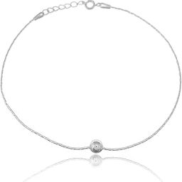Pure 925 Silver One Single Ball Simple Chain Anklets Payal For Women & Girls - 1pc-19