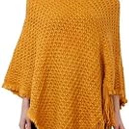 MANRA Ladies' Hooded Cape with Fringed Hem, Crochet Poncho Knitting Patterns for Women (SC 21/Mustard/Free)-picture-17