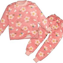 Cute Winter Warm Fleece Kid's Cartoon Sweatshirt Tshirt and Pajama Pant Clothing Set Random Mix Print for Boys Girls-picture-16