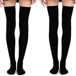 Women Non Slip Thigh High Socks Fashion Tube Stockings above Knee Cosplay Socks Extra Long Cotton Stripe. (2)-image-44