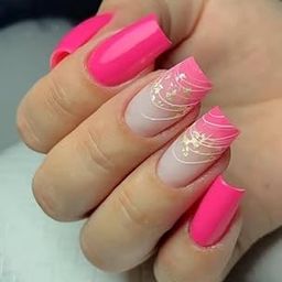 FWS Artificial fake Press On Nails Art Set (Set Of 20) Reusable Nails Extension,BridalNails,Stick-On Nails,Manicure Art Set, AcrylicNails,False Nails,DesignerNails | Nail Glue, Nail file, cuticle pusher, cleaning wipe | Glossy Pink Ombre Spider Design Shape Long Square-image-79