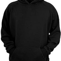 Men's Hooded Neck Loopknit Plain Sweatshirt with Side Pockets (Color Black)-picture-7