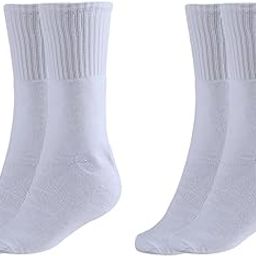 (Pack of 2 Pairs = 4 Socks Women Girls Cotton Terry Running Sports Athletics Cricket Badminton Basketball Football Tennis Yoga Skiing Camping & Hiking Soccer Cycling Calf Length Socks-28