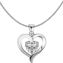 Women & Girls 925 Silver Crystal Heart Solitaire Pendant & Chain| 92.5 Sterling Silver And Diamond Like Brilliance Sparkling Zirconia | Lovely Gift - Crystal Heart-image-77