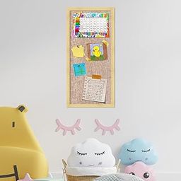 Notice Board Bulletin Board Pin-up Soft Cork Texture Display Board for Home, Office, Kids & School by Artstreet - (Rectangle Shape, Beige Frame, 18.7 X 8.7 Inches)-12