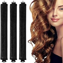 SIQULIX Overnight Heatless Hair Curler Blowout Rods Jumbo, Heatless Curls Satin Jumbo Flexi Rods to Sleep in, Soft Heatless Rod for All Hair Types, No Heat Overnight Sleeping Curls Styling Tools 3pcs.-7