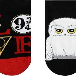 x Harry Potter LOVE Symbol & Hedwig Fur Lowcut Socks for Women | Made with Cotton and Spandex Lowcut Ankle socks for women (Pack of 2)- Black & White-image-31