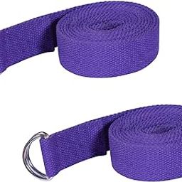 Footmate 8 FT Long, Pack-2 Yoga Belt for Exercise, Durable Material with Adjustable D-Ring Buckle, Props Rops For Safe & Challenging Yoga Posture, Purple Yoga Strap for Men- Women- width- 1.5 inch-image-95