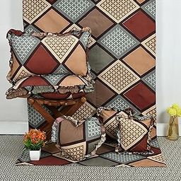 Luxurious Glace Cotton Home Bedding Set | 6 Piece with Frilly Pillowcases and Filled/Frilly Cushions | 6 Piece Bedsheet Set | Complete Bedding Sets-image-73