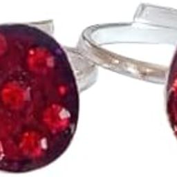 Brass Red Stone Round Toe Rings for Women | Glitter Finish Adjustable Band | Stylish Foot Jewelry | Trendy Traditional Look | Set of 2-image-30