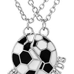 Best Friends Necklace Soccer Football Friendship Pendant Two Parts Necklace Sport BFF Necklace for Women Men Sport Ball BFF Jewelry Gift, Stainless Steel, No Gemstone-image-29