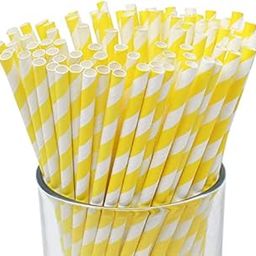 CHOCO DECOR Disposable Paper Striped Straws - Yellow Colour (6 mm)- Pack of 100 Pcs-image-17
