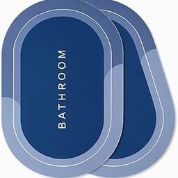 Bathroom Mat with Anti-Slip Backing, Water Absorbent, Soft Velvet Surface, Machine Washable, Pack of 2, Navy Blue-image-20