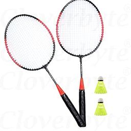 CLOVERBYTE Red Exotic Kids Badminton Racket Set with 2 Shuttlecock for Kids Badminton Kit-21