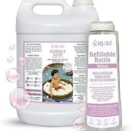 Rubz Bubble Gum Bubble Bath For Bath Tub | Infused With Bubble Gum Extract & Vitamin-E | SLS & Paraben Free | Safe For Kids & Adults | 5 Litre With 500ml Refillable Bottle-image-19