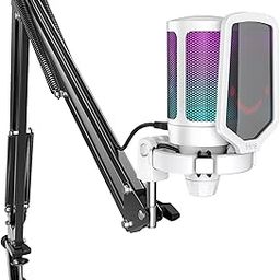 FIFINE Streaming Gaming USB Microphone Kit, PC Condenser RGB Mic on PS4/PS5, Plug and Play for Music Recording, Online Game, Discord, Twitch, with Pop Filter, Shock Mount-A6T White-10