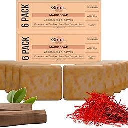 GHAR SOAPS Magic Soap Sandal Wood And Saffron Bath Soap For Glowing Brightening And Refreshing Skin Natural & Paraben Free| Deeply clean pores and remove dirt and grime (Pack of 12 (100 gm)-image-48