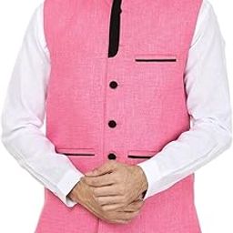 Men's Rayon Bandhgala Festive Pink Nehru Jacket Waistcoat-picture-13