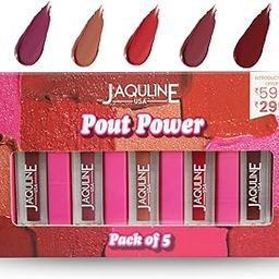 Jaquline USA Pout Power Set Of 5 Liquid Matte Lipstick | Water Proof | Smudge Proof | Transfer Proof |Long Lasting | Hydrating & Lightweight| (5X1.25Ml)-20