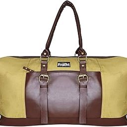 37L Canvas Weekender Travel Duffle Cabin Bag with Detachable Shoulder Strap Weekender Vintage Canvas Travel Bag with PU Leather Stretch for Men and Women (Yellow)-image-10