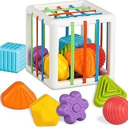 Brand Conquer Montessori Toys for 1 Year Old, Shape Sorter Baby Toys, Developmental Learning Toys for Girls Boys Birthday Gifts, Colorful Cube and 6 Pcs Multi Sensory Shape (Small Activity Cube)-picture-17